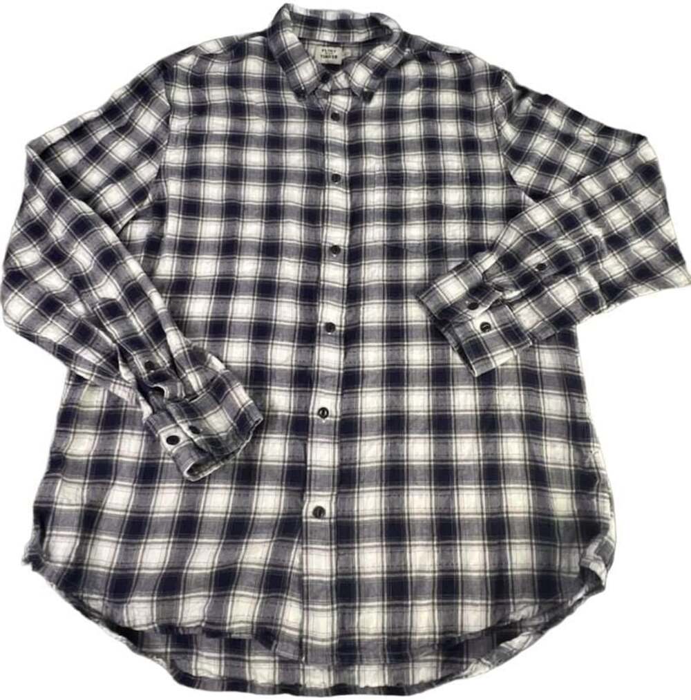 Flint and Tinder Black and White Plaid Long Sleeve Button-Down Shirt Size XL